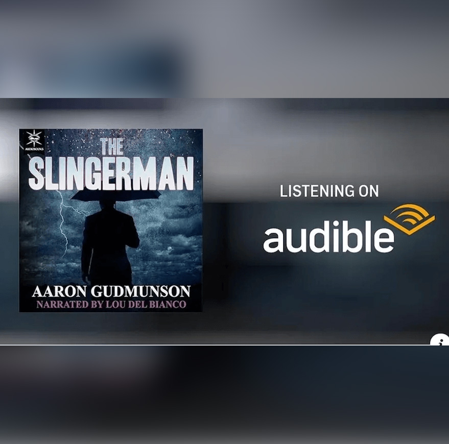 The Slingerman" audiobook cover on Audible.