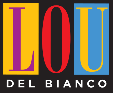 Colorful "Lou Del Bianco" text logo design.